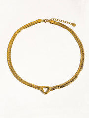 Tessa 14K Non-Tarnish Heart Snake Chain Necklace: Yellow Gold / Necklace