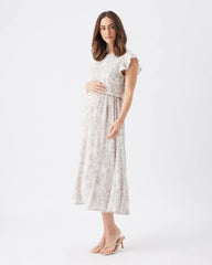 Alona Nursing Dress  Sand / White