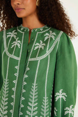 Bicolor Cross Stich Embroidery Blouse Long Sleeve