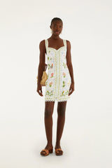 Tropical Porcelain Off-Whit Mini Dress